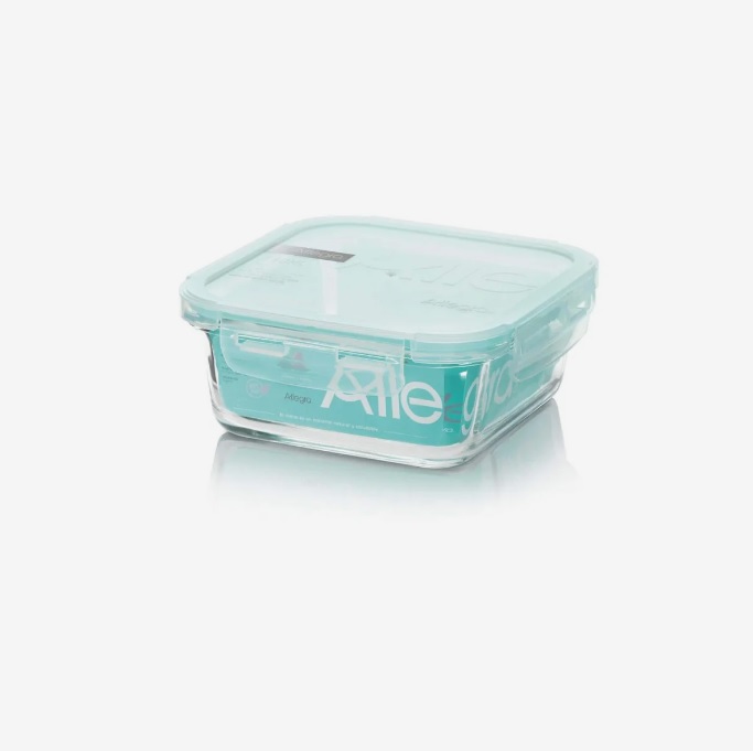Contenedor Hermético Vidrio Cuadrado 380 ml