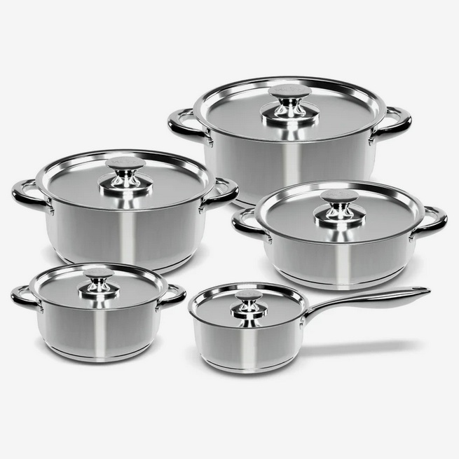 Batería de Cocina 10 Piezas Acero Inoxidable