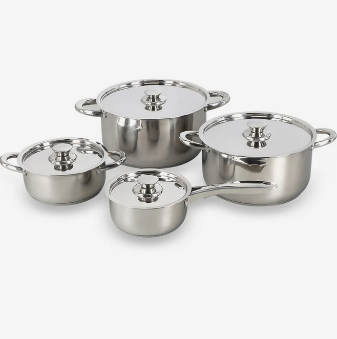 Batería de Cocina 8 Piezas Acero Inoxidable