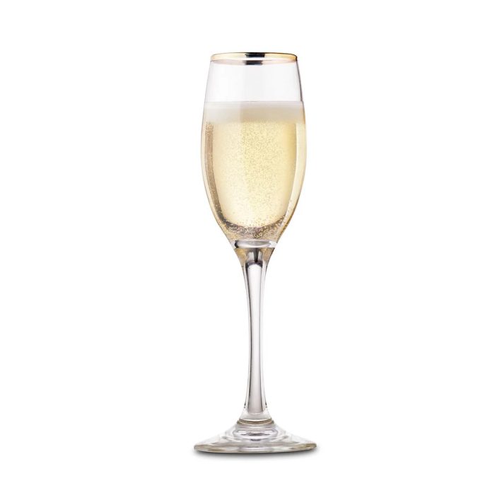 Set 4 Copas Espumante 180cc borde dorado
