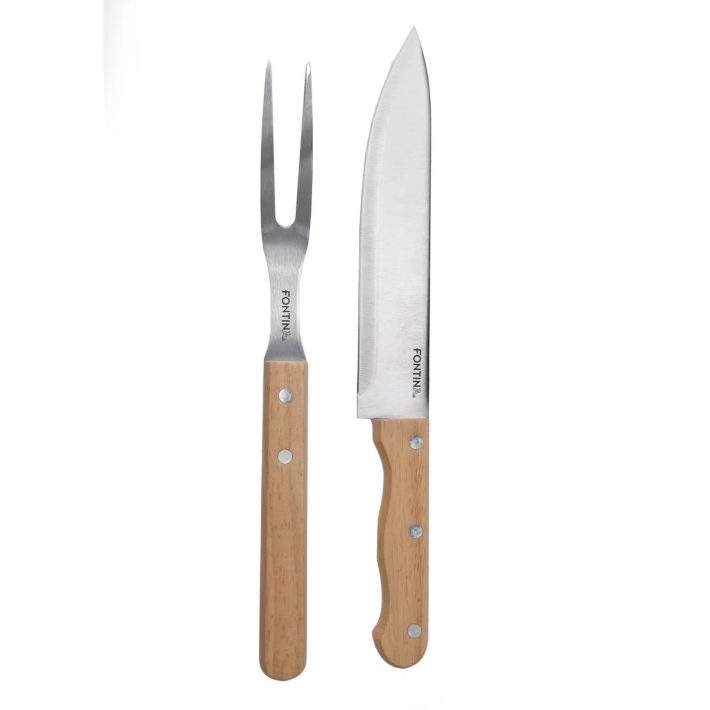 Set Parrillero 2 Piezas Acero Inoxidable Cuchillo + Pincho