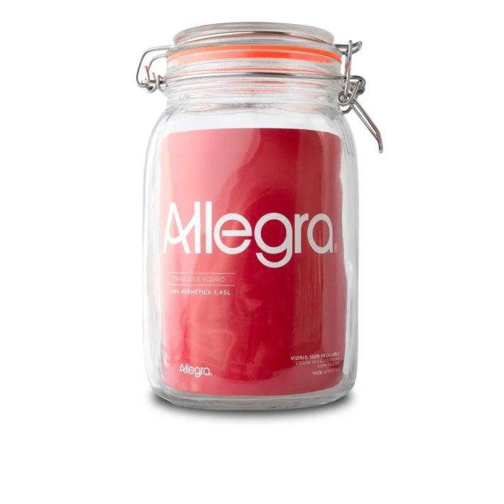 Frasco de Vidrio con Tapa Hermética 1450ml Transparente